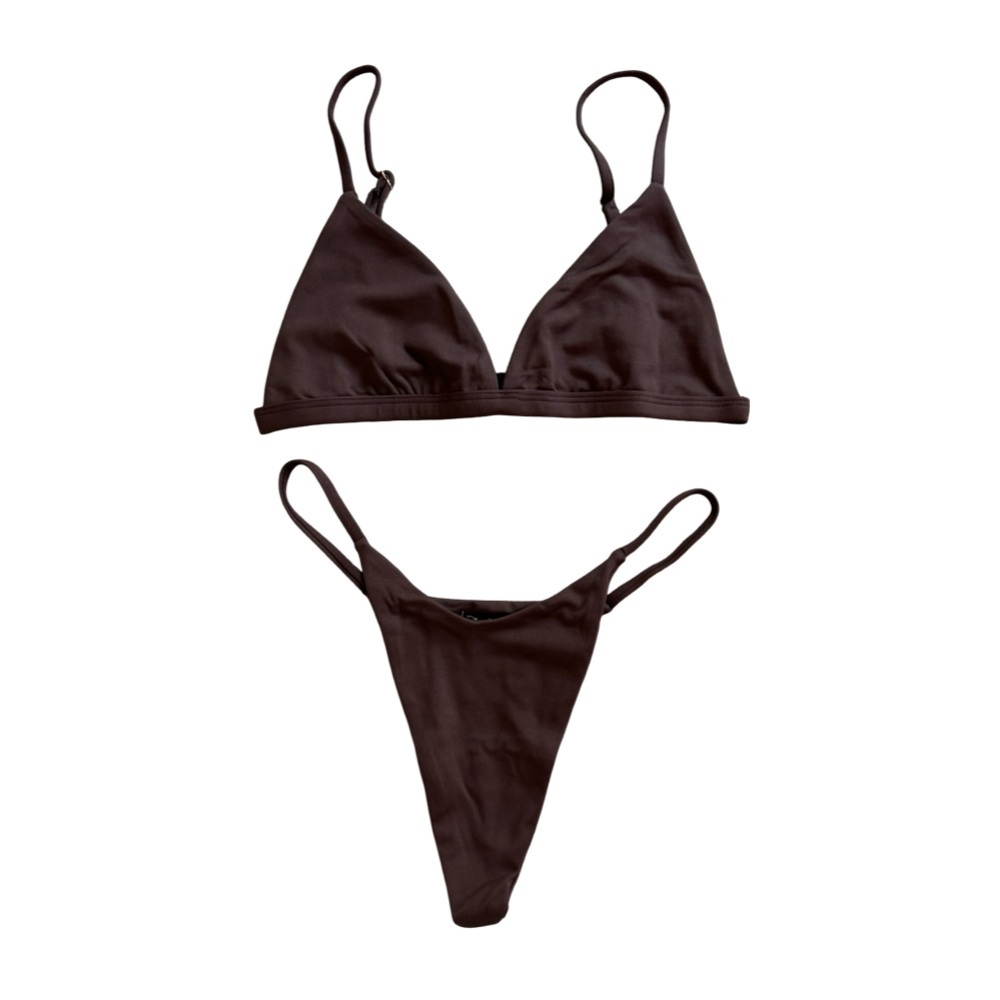 SEVEN SWIM Triangle Bikini Set Brown Small